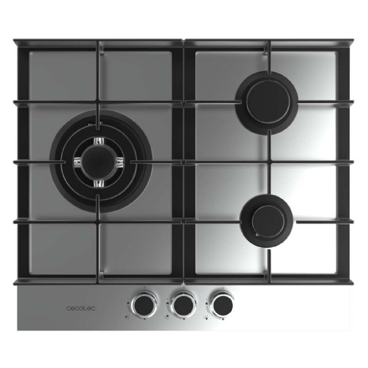 Cecotec Placa de gas Bolero Squad G 3400F 3 fuegos 6200W inox parrillas hierro fundido