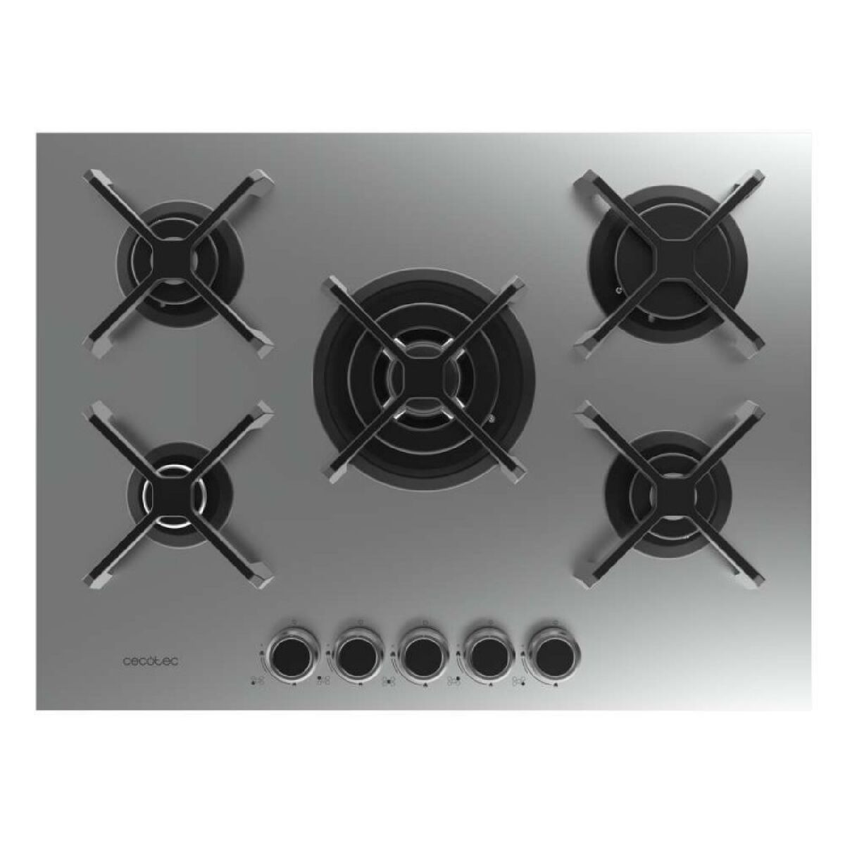 Cecotec Placa de gas 5 fuegos Bolero Squad G 5400S 10400W inox WOK encendido seguro