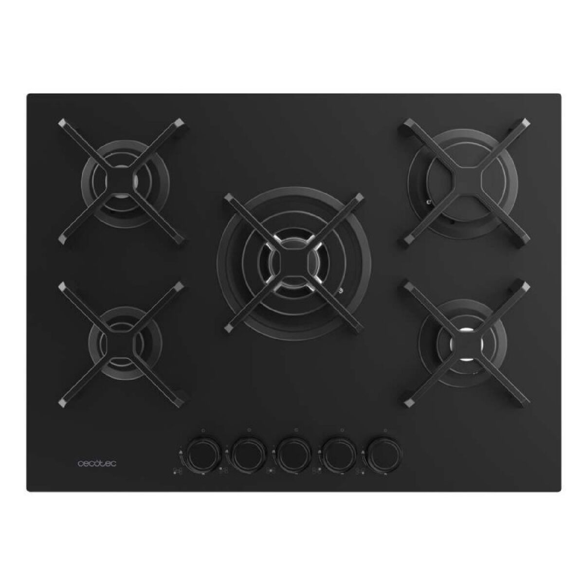 Cecotec Placa de gas Bolero Squad G 5400S 5 fuegos 10400W Nano Glass negro hierro fundido