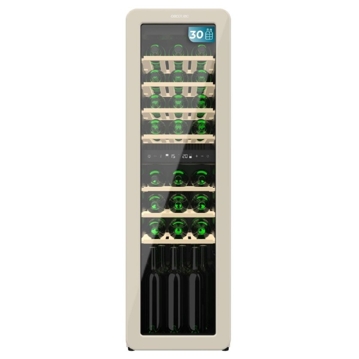 Cecotec Vinoteca 30 botellas GrandSommelier Origin Duo 30 Hit LED NoFrost 2 zonas display