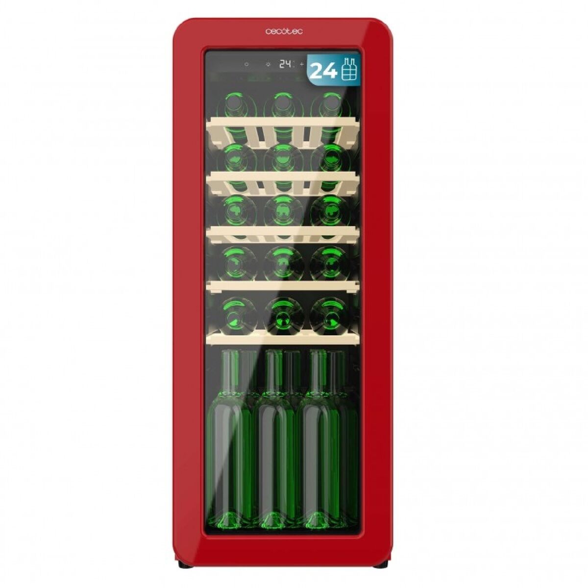Cecotec Vinoteca GrandSommelier Origin 24 Rojo, 24 botellas, LED, NoFrost, display, 92,8cm