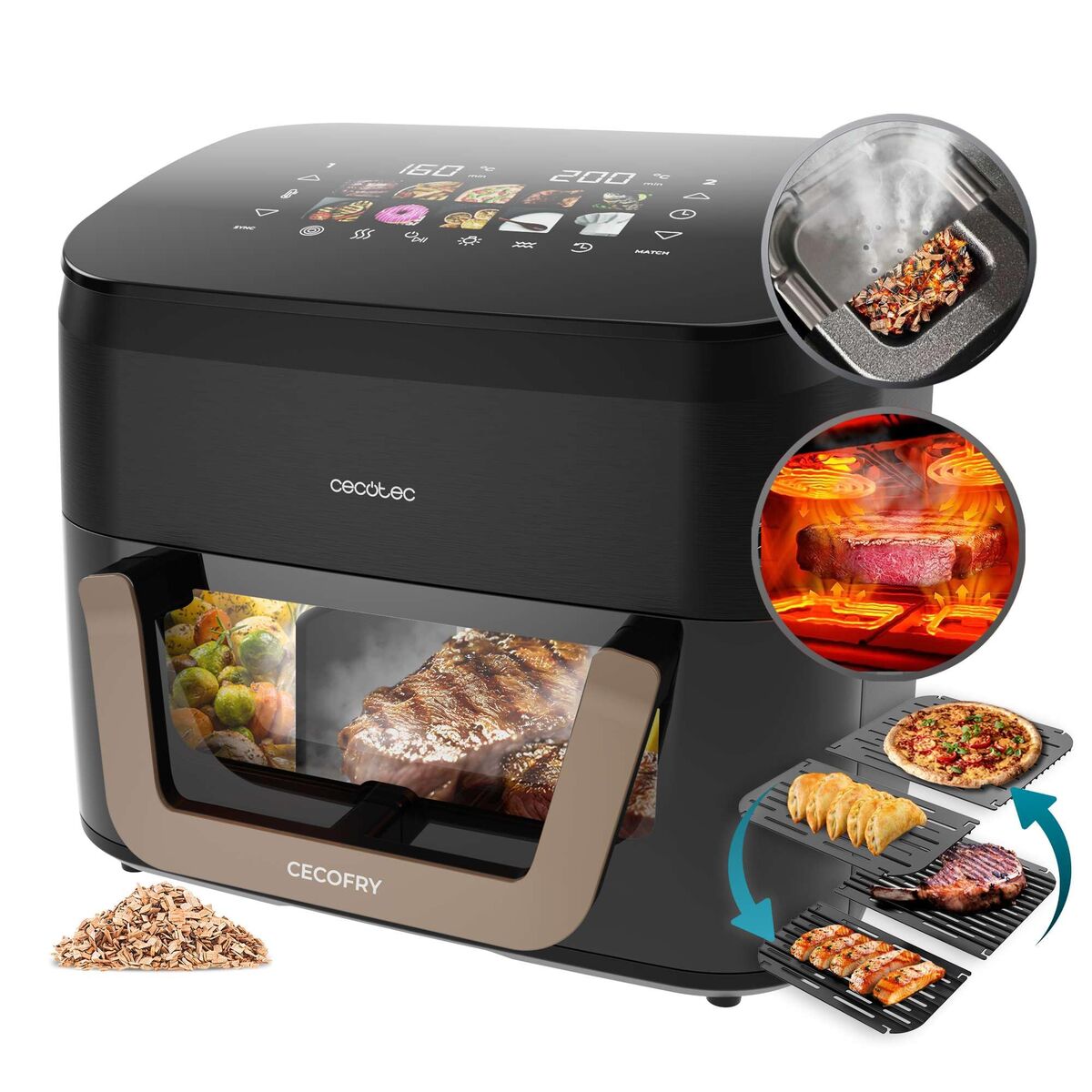 Cecotec Freidora de Aire 11L 2900W Cecofry&Grill Smokin' 11000 acero inoxidable negro