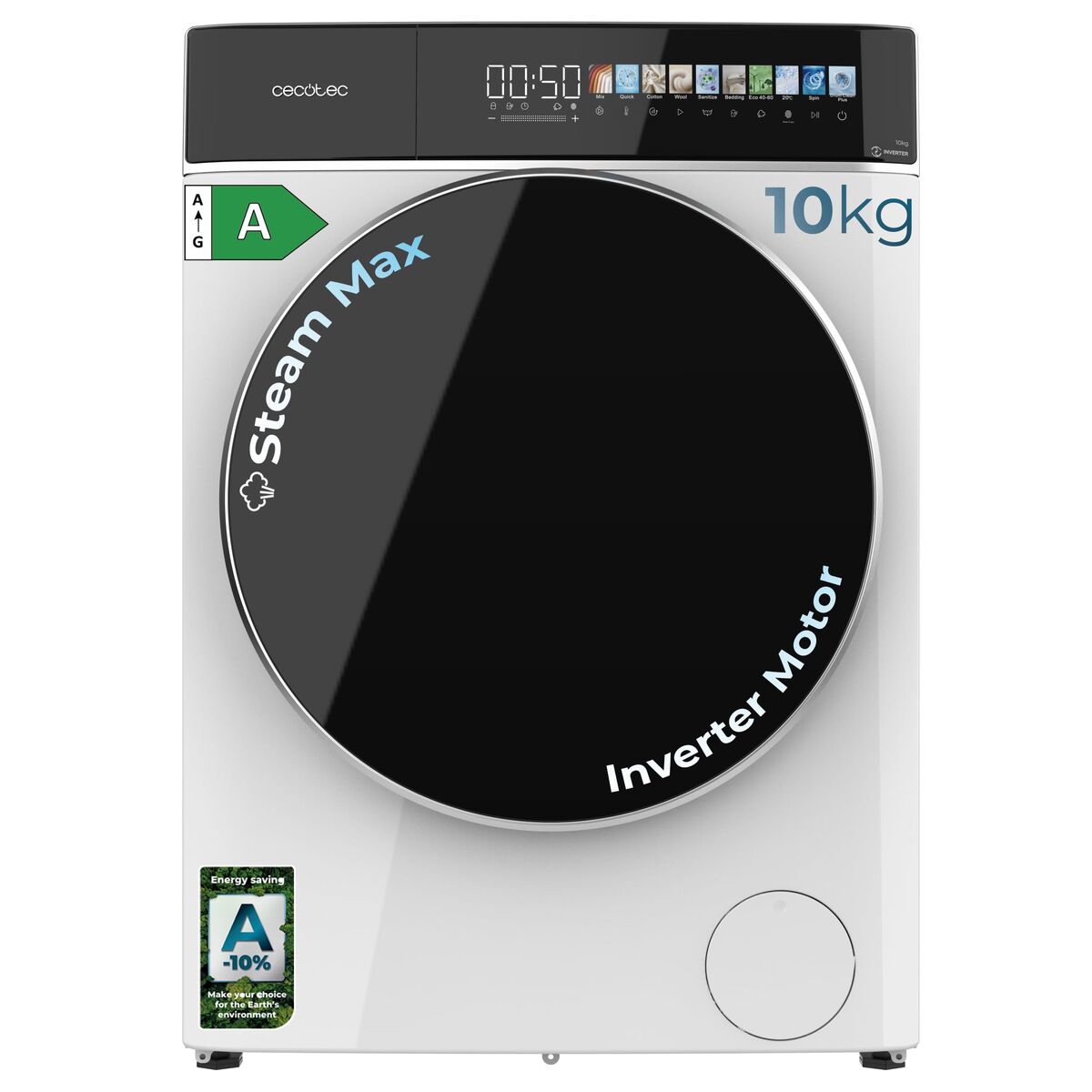 Cecotec Lavadora frontal 10 kg 1400 rpm A Bolero DressCode 10900 Inverter FullColor 11 prog