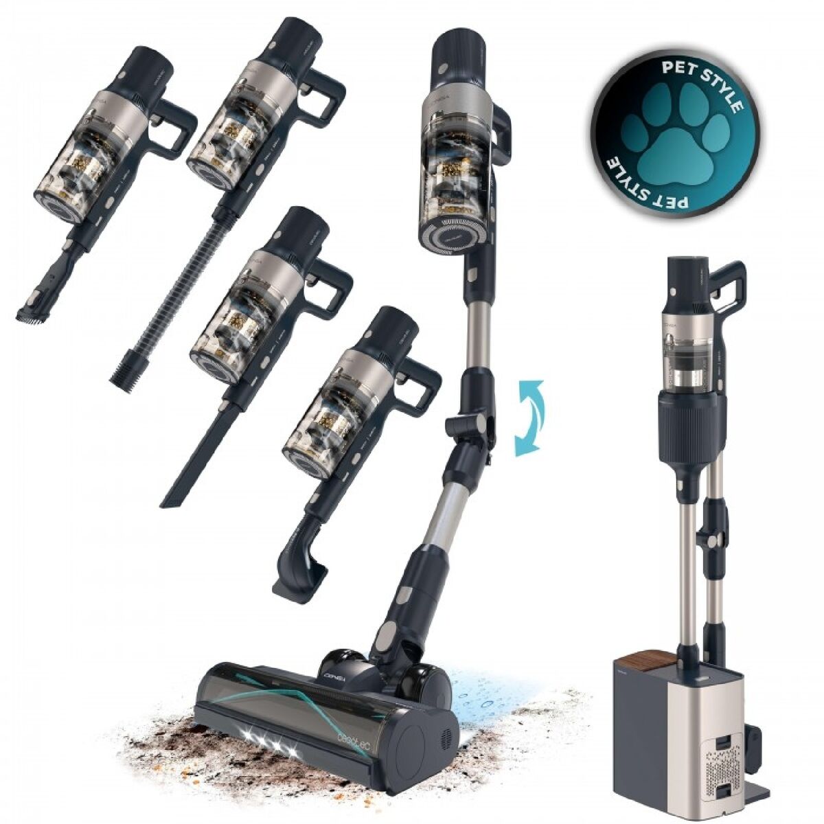 Aspirador Escoba Cecotec Conga Rockstar 5500 Hurricane Station Pet Flex 700 W