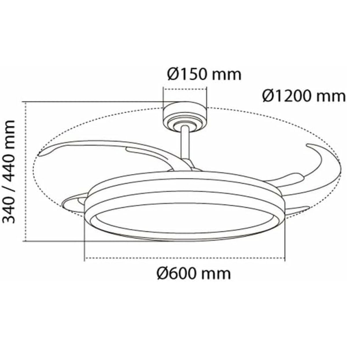 Image secondaire de Ventilateur de Plafond CristalRecord CHARLY L RETRAC Transparent 80 W