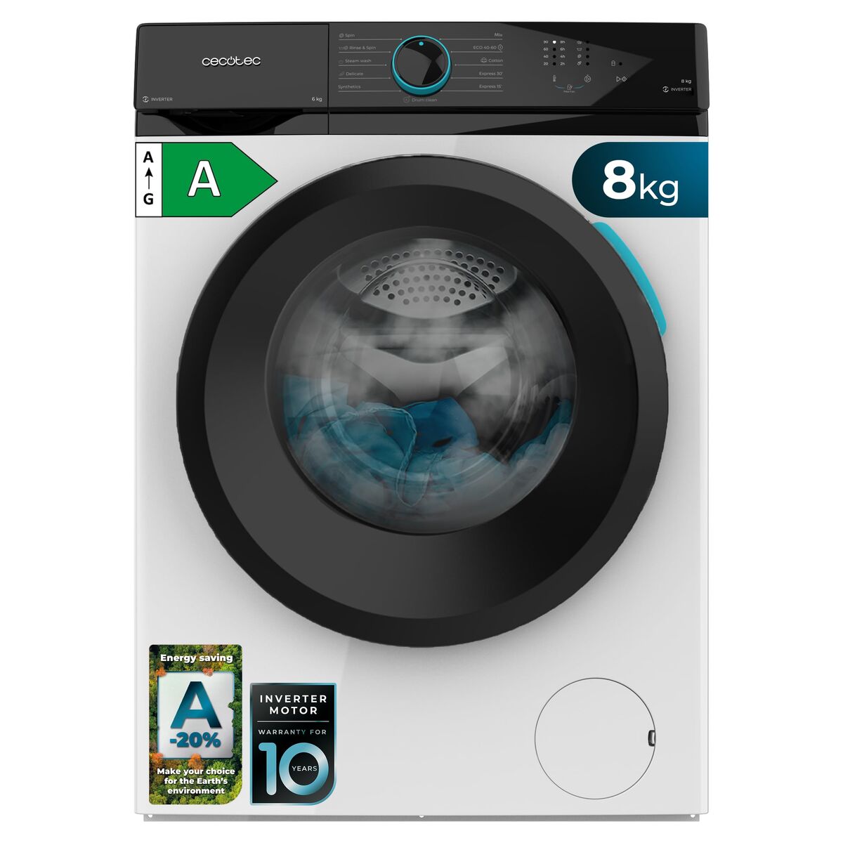 Cecotec Lavadora Bolero DressCode 8110 Inverter 8 kg 1200 rpm 11 programas A