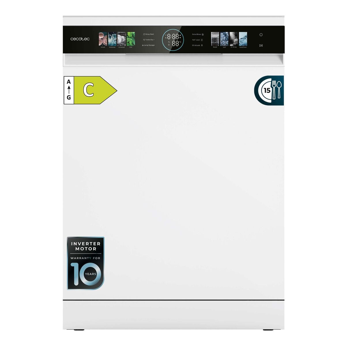 Cecotec Lavavajillas 15 servicios Bolero Aguazero 6620 Clase C 8 programas Blanco Touch Control