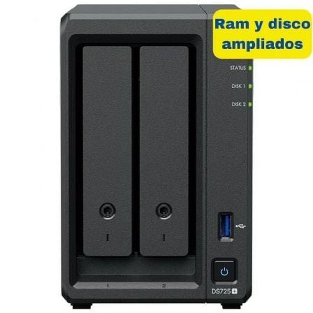 Picture of NAS Network Storage Synology DS725+/8G 8TB Black Intel Celeron