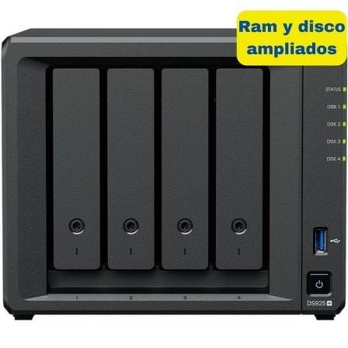 Picture of NAS Network Storage Synology DS925+/8G 16TB Black Intel Celeron
