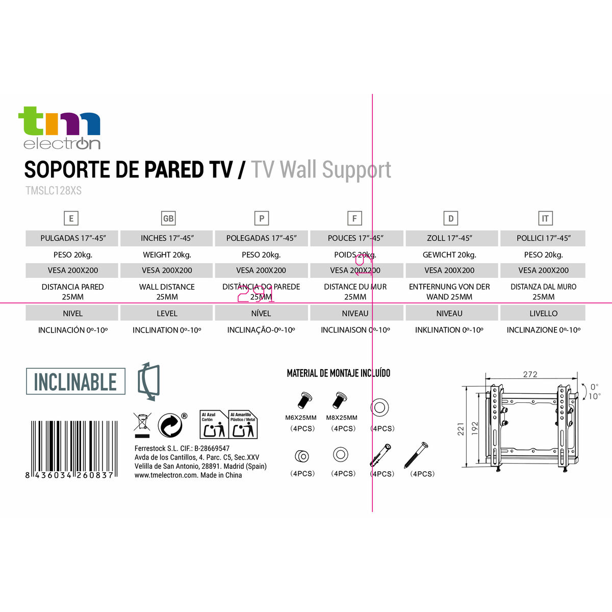 Afbeeldingen van TV Mount TM Electron 20 kg 17"-42"