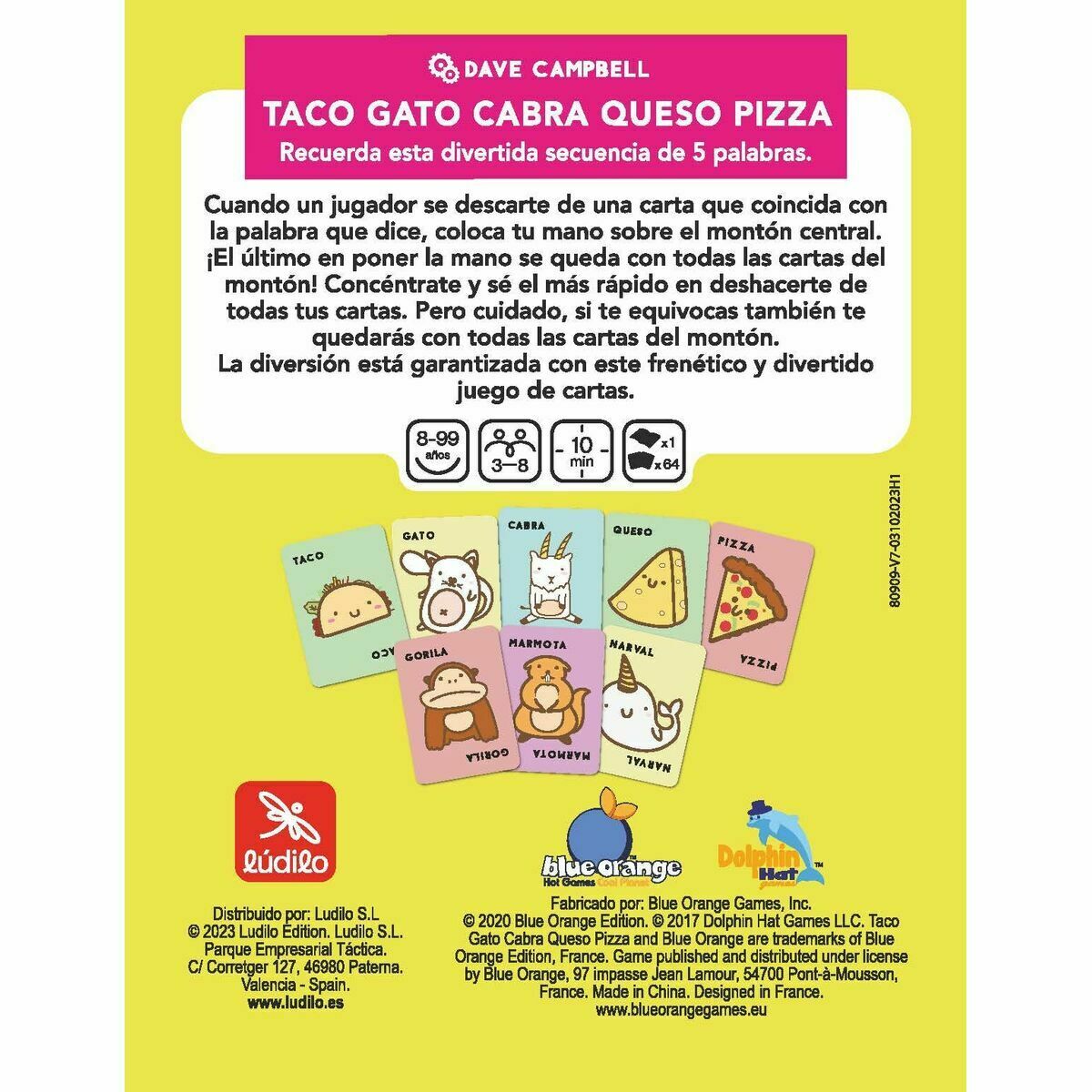 Zabawa Edukacyjna Lúdilo Taco, Gato, Cabra, Queso, Pizza