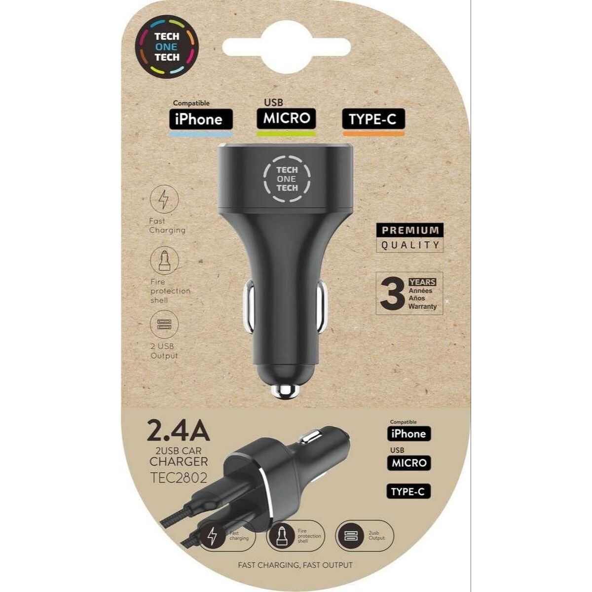 Bild von Car Charger Tech One Tech TEC2802 Double USB-C
