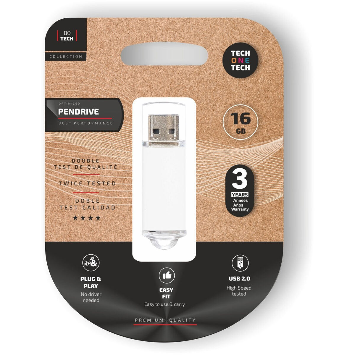 Obrazek USB stick Tech One Tech Basic White Silver 16 GB