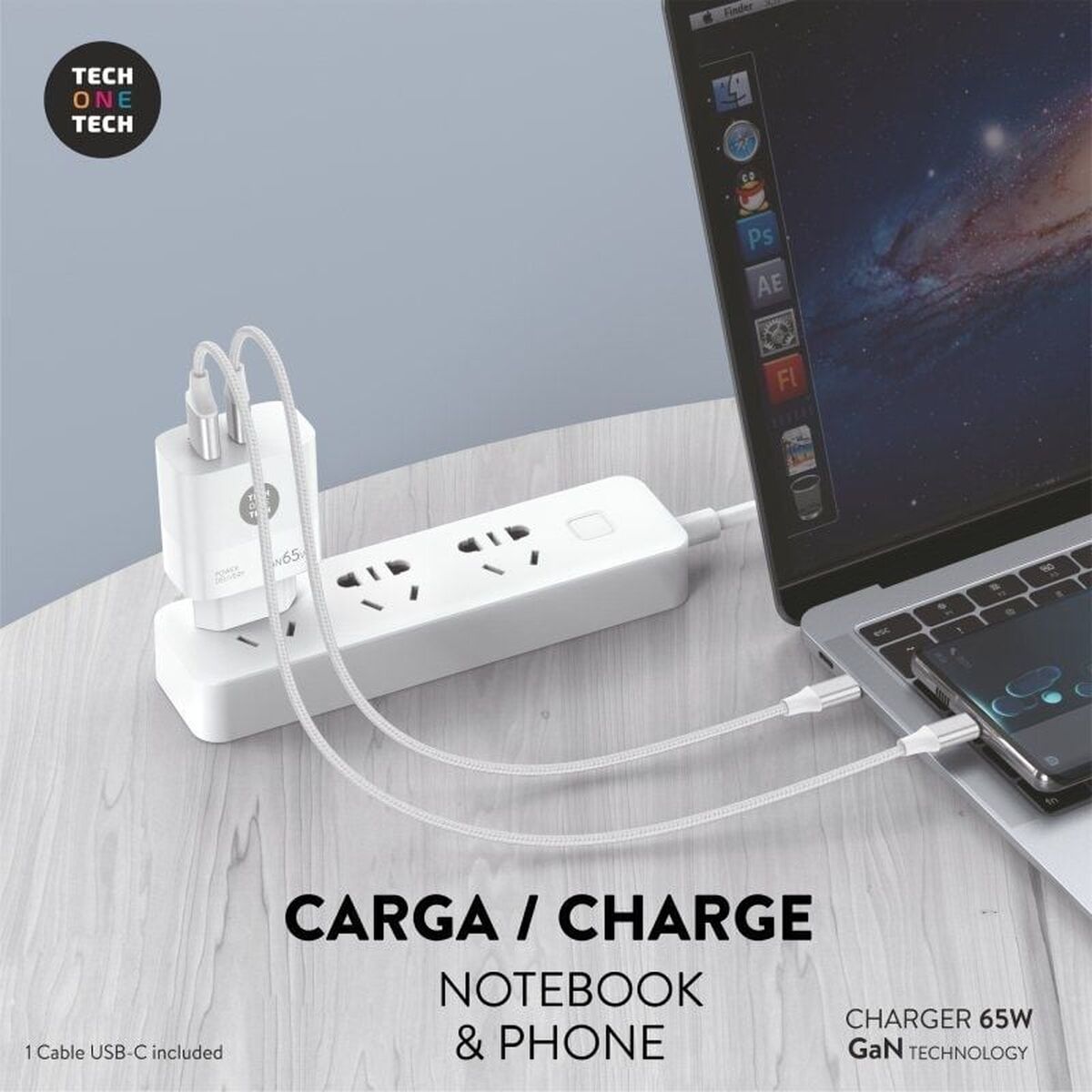 Wandlader + USB-Kabel-C Tech One Tech TEC2273