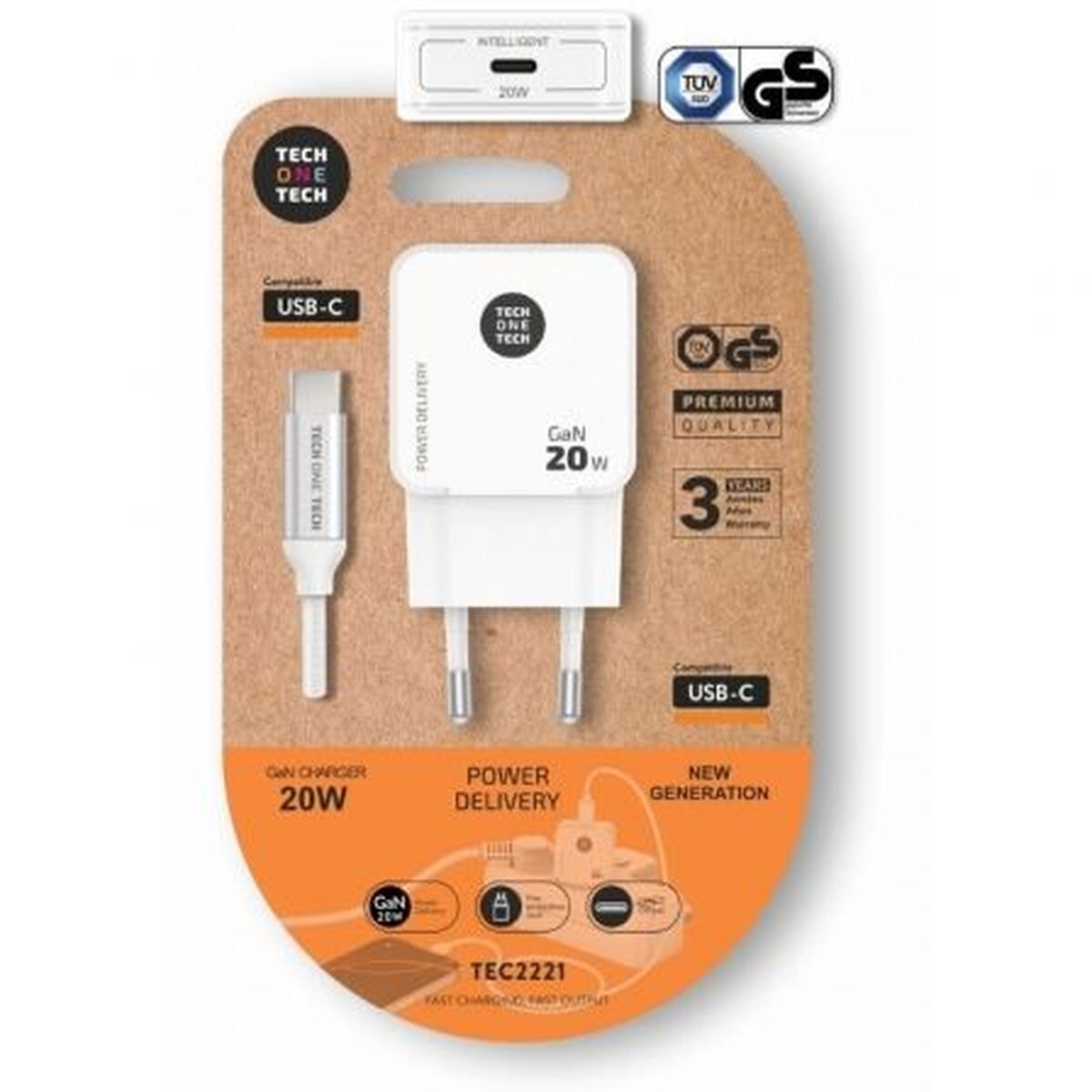 Afbeeldingen van Wall Charger Tech One Tech TEC2221 20 W