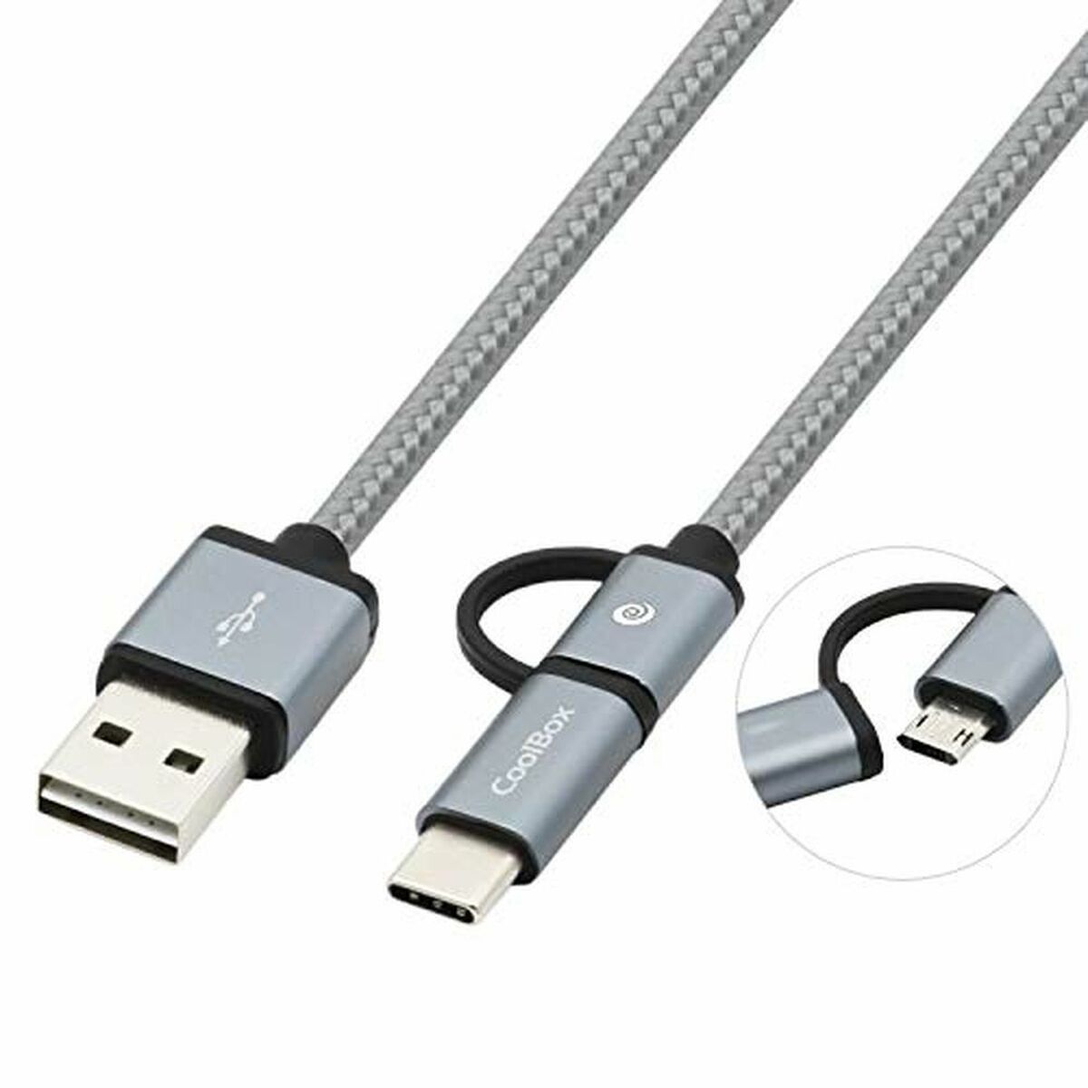 USB Cable to Micro USB and USB C CoolBox COO-CAB-U2MC-GR     