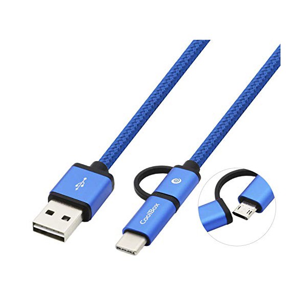 Câble USB vers Micro USB et USB C CoolBox COO-CAB-U2MC  Gris 