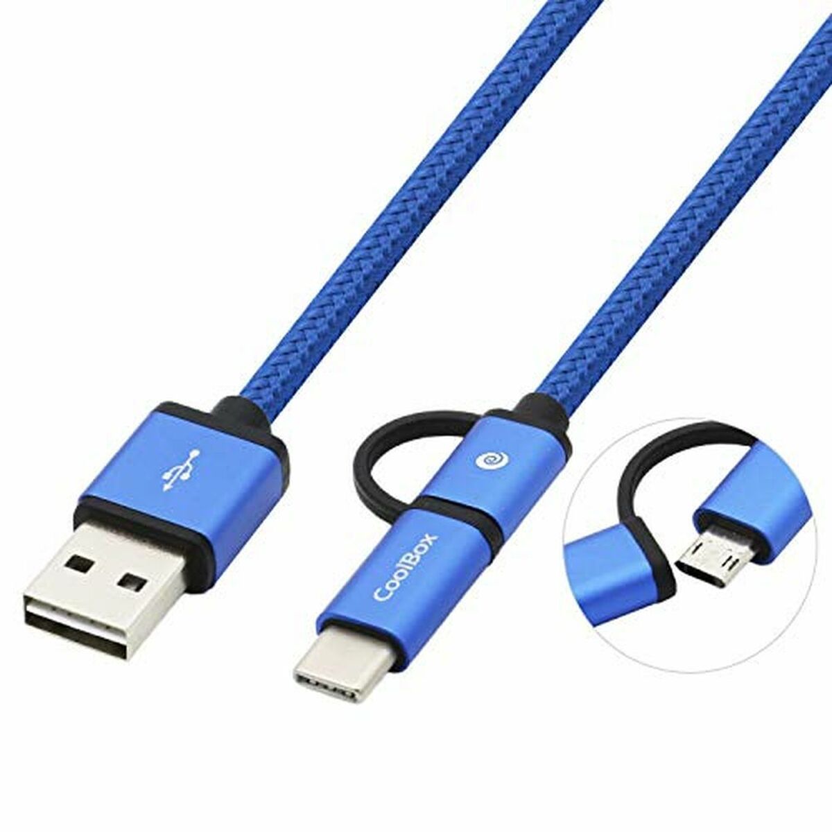 USB-kabel til Micro USB og USB C CoolBox COO-CAB-U2MC-BL     