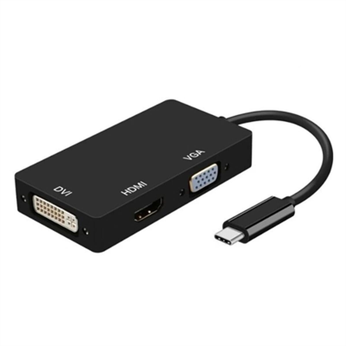 Adaptateur USB C vers VGA/HDMI/DVI Aisens A109-0343 Noir 15 cm