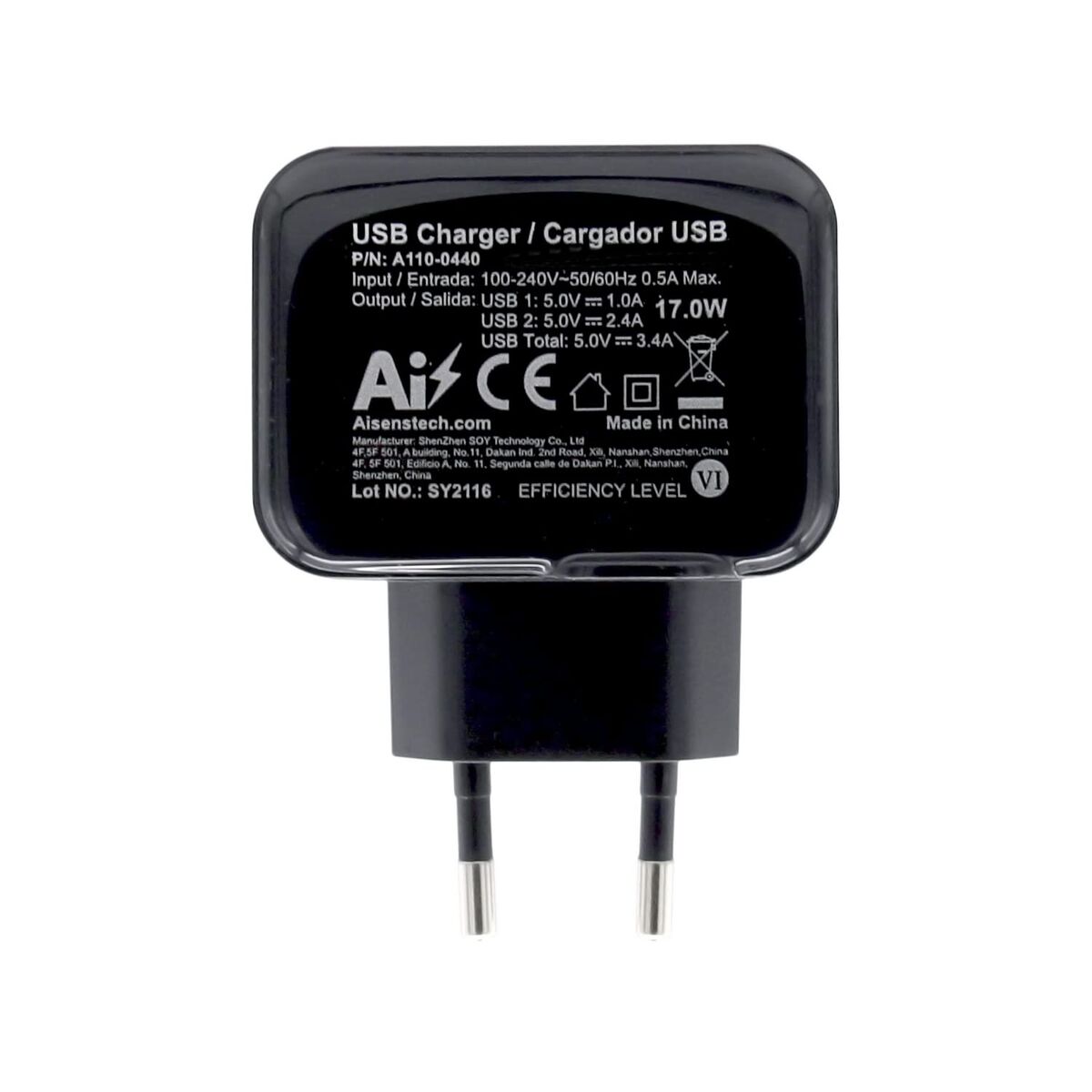 Wall Charger Aisens A110-0440 Black 17 W