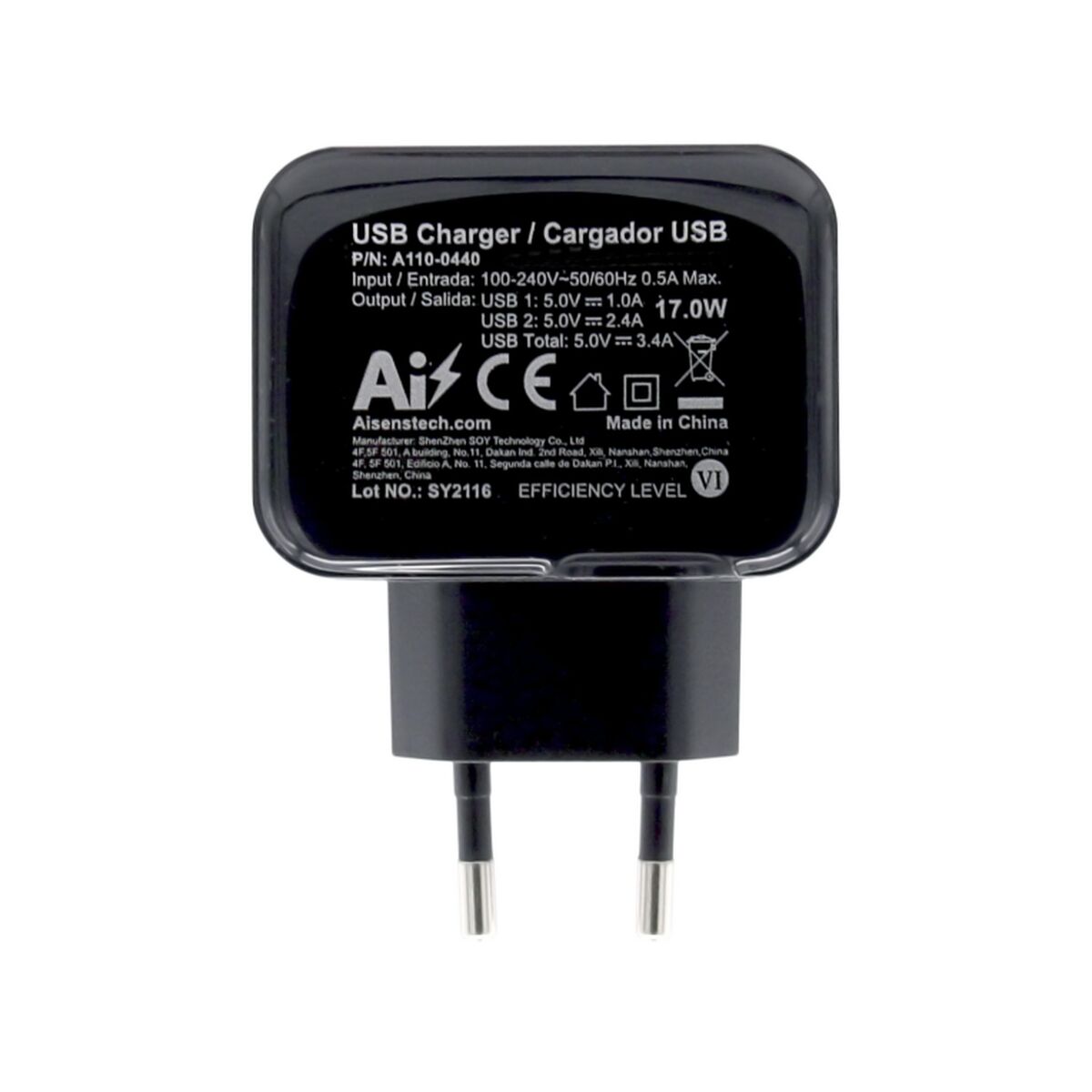 Wall Charger Aisens A110-0440 Black 17 W