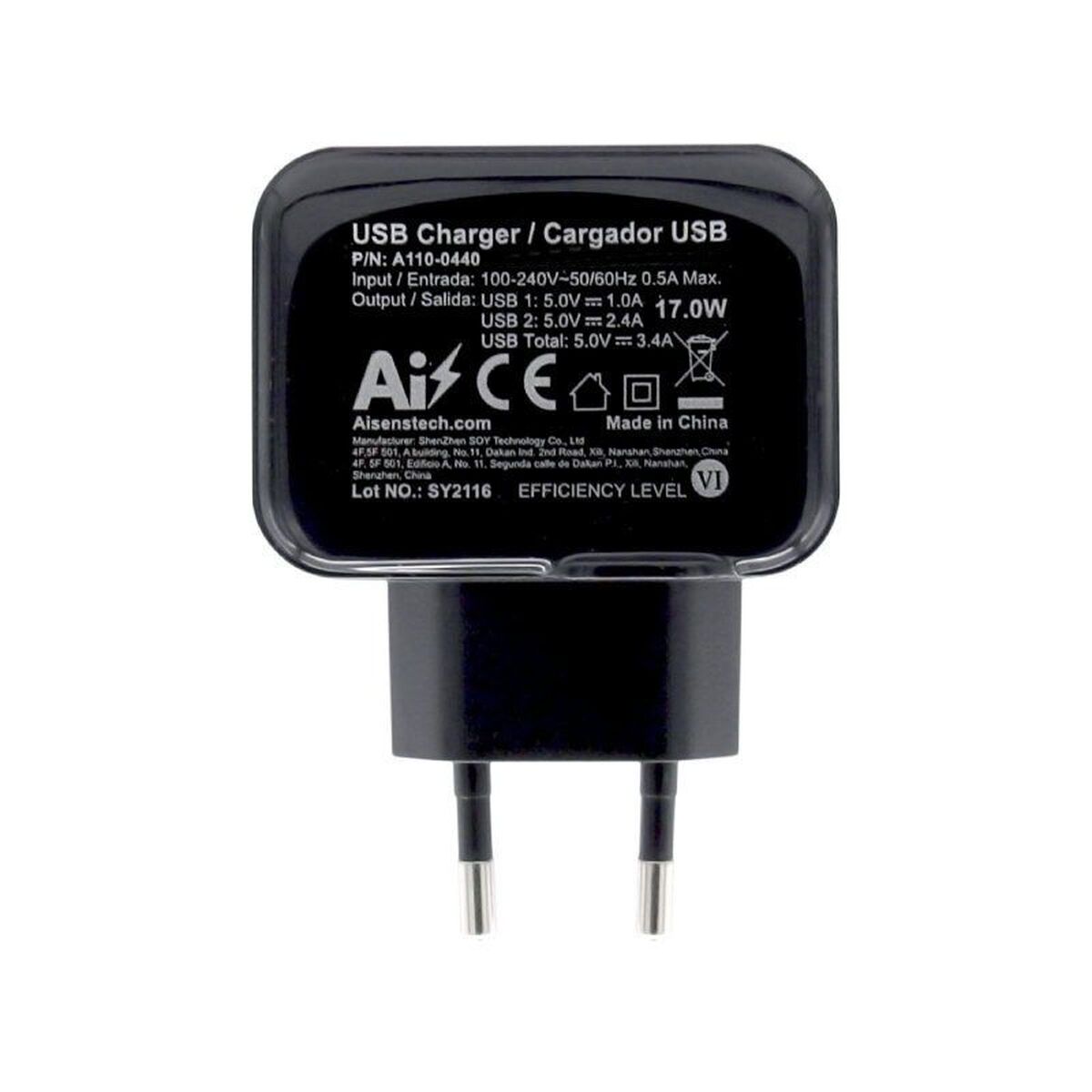 Wall Charger Aisens A110-0440 Black 17 W