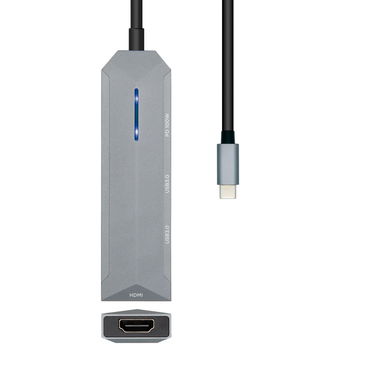 Bild von USB-C Hub Aisens ASUC-4P002-GR Grey 100 W