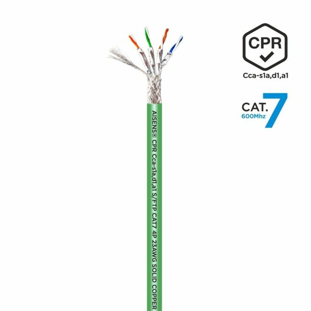 Picture of FTP Category 7 Rigid Network Cable Aisens AWG23 305 m Green