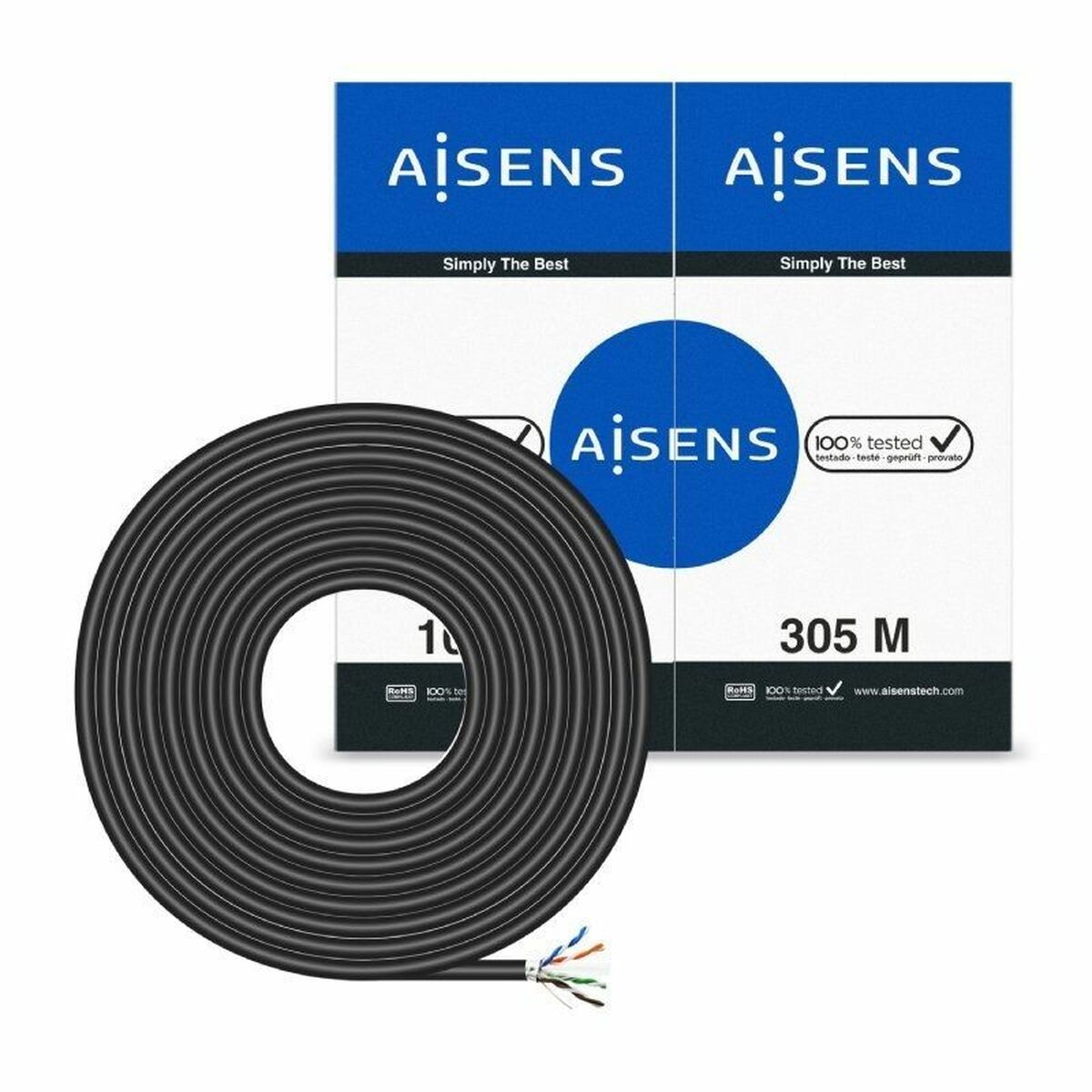 Picture of UTP Category 6 Rigid Network Cable Aisens AWG24 Black 305 m