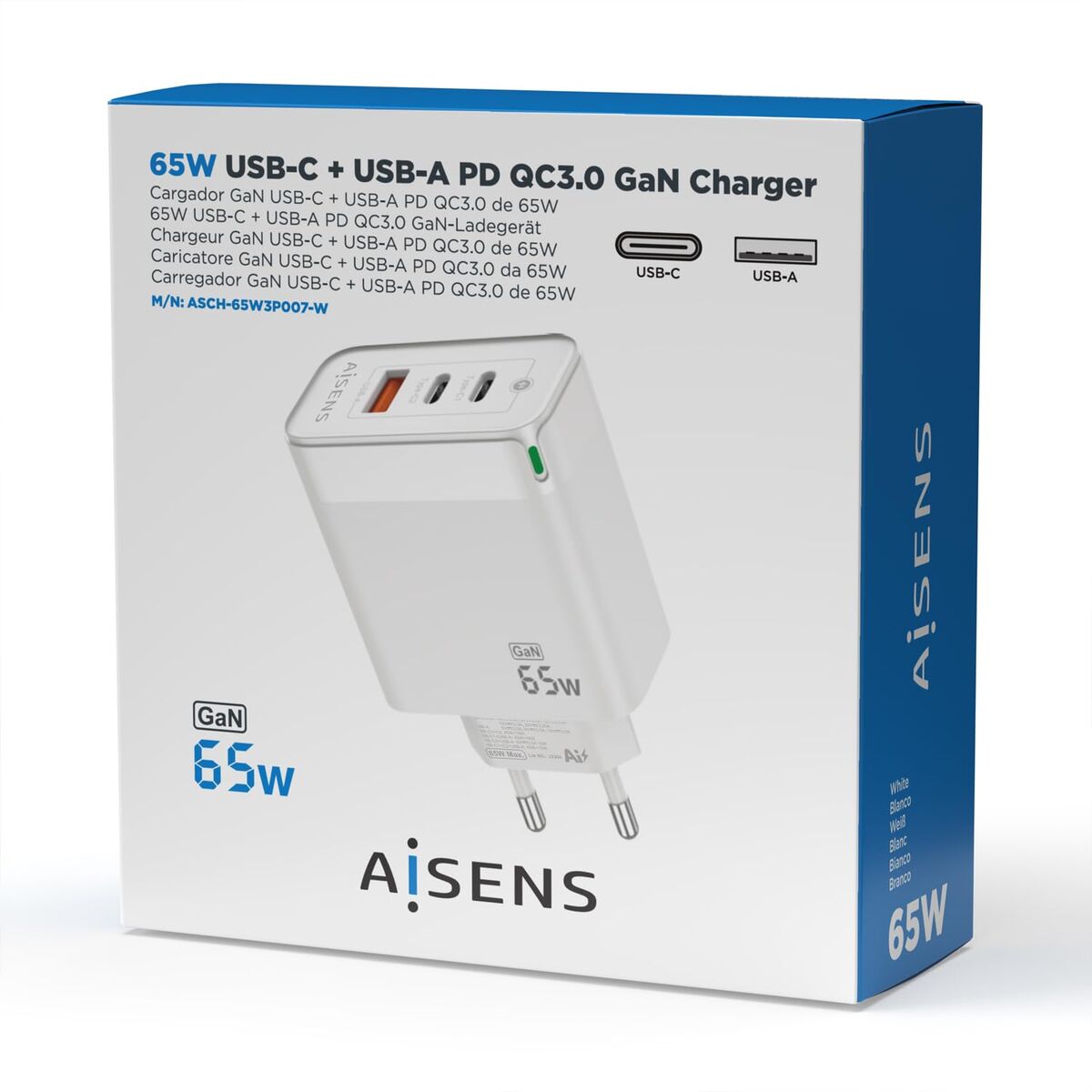 Bild von Wall Charger Aisens ASCH-65W3P007-W White 65 W