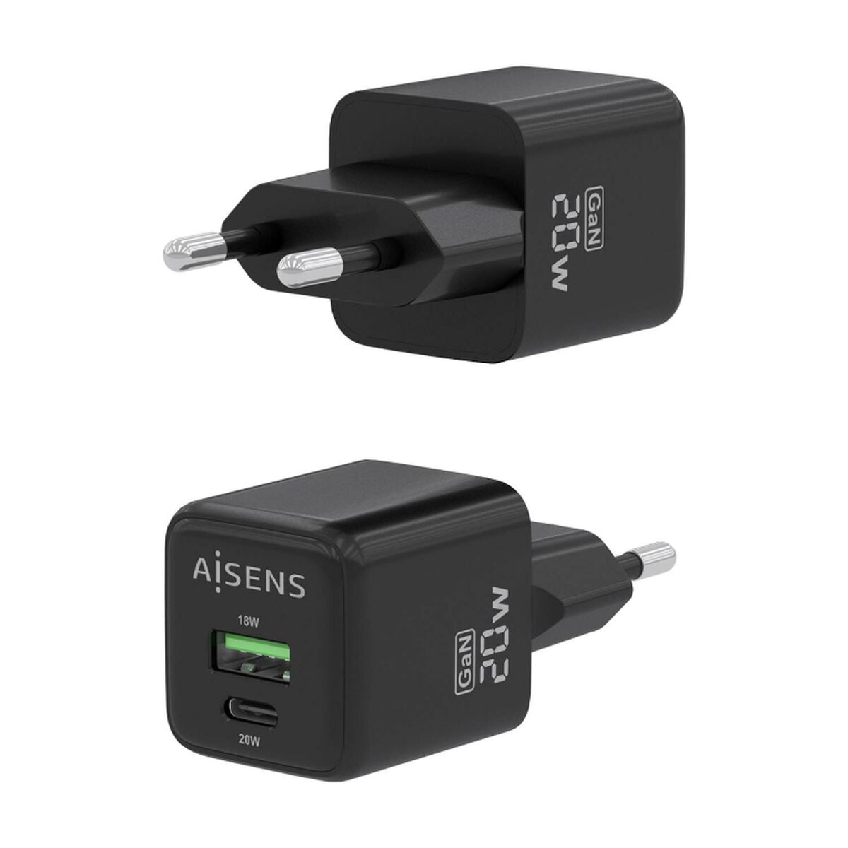 Wall Charger Aisens ASCH-20W2P011-BK Black