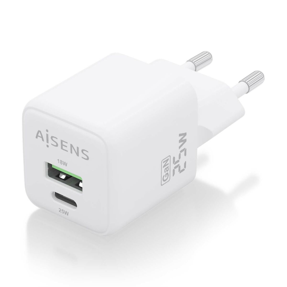 Wall Charger Aisens ASCH-25W2P014-W White Multicolour 25 W