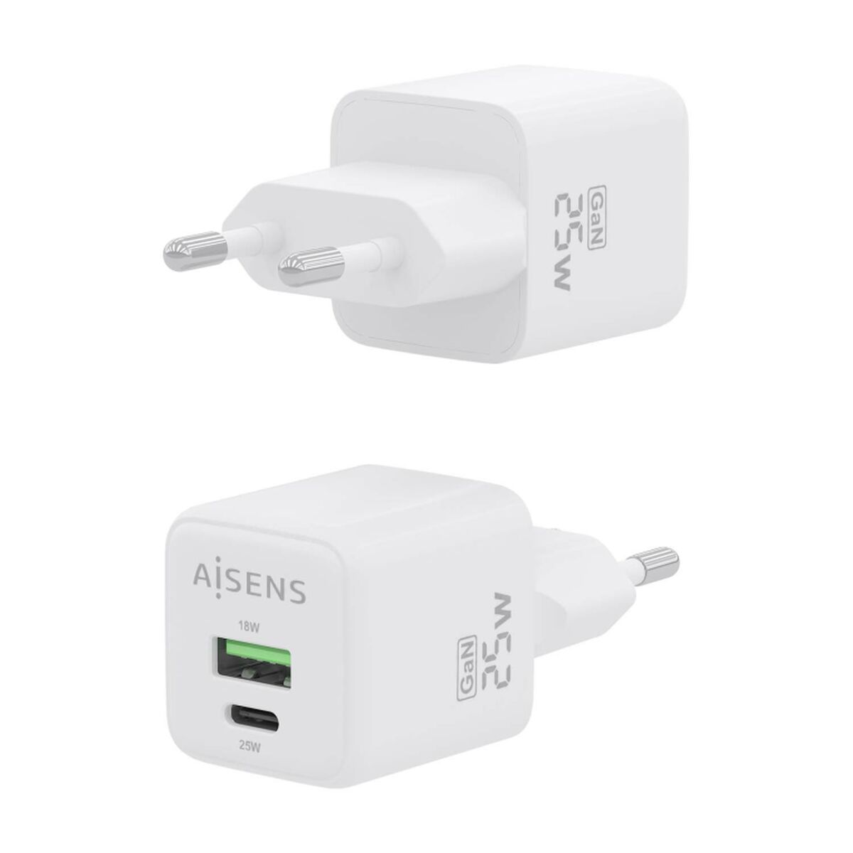 Wall Charger Aisens ASCH-25W2P014-W White Multicolour 25 W
