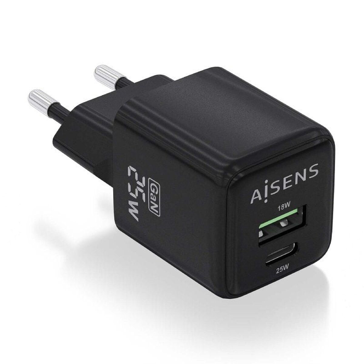 Wall Charger Aisens ASCH-25W2P015-BK Black Multicolour 25 W