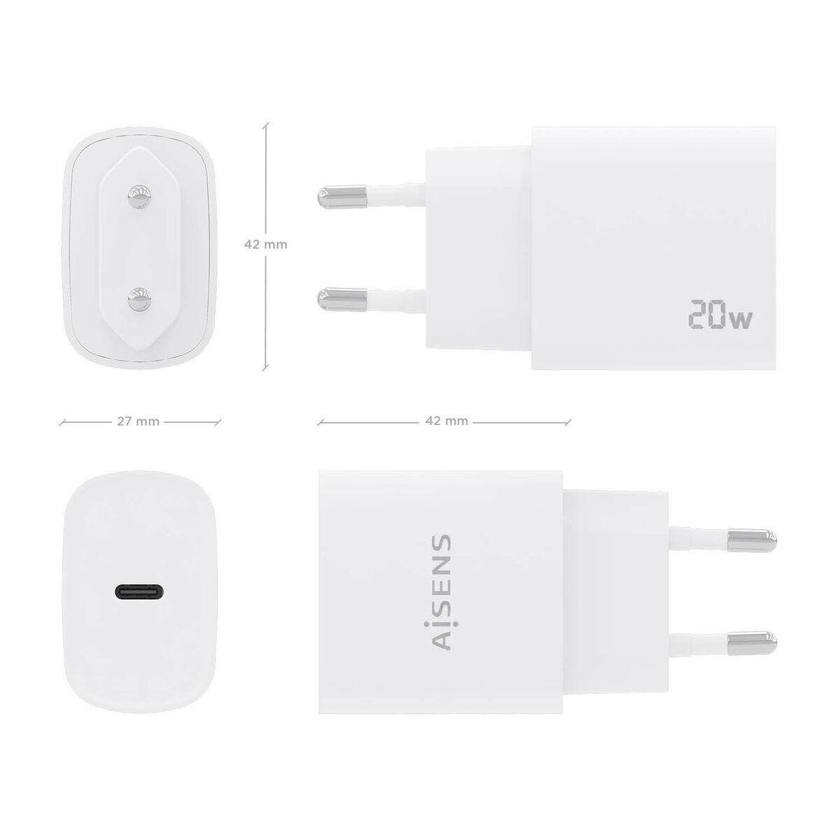Picture of Wall Charger Aisens A110-0752 White 20 W
