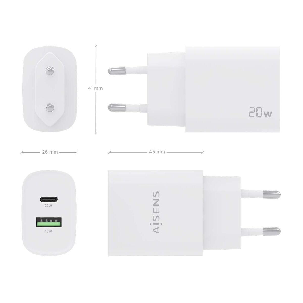 Wall Charger Aisens A110-0754 White Multicolour