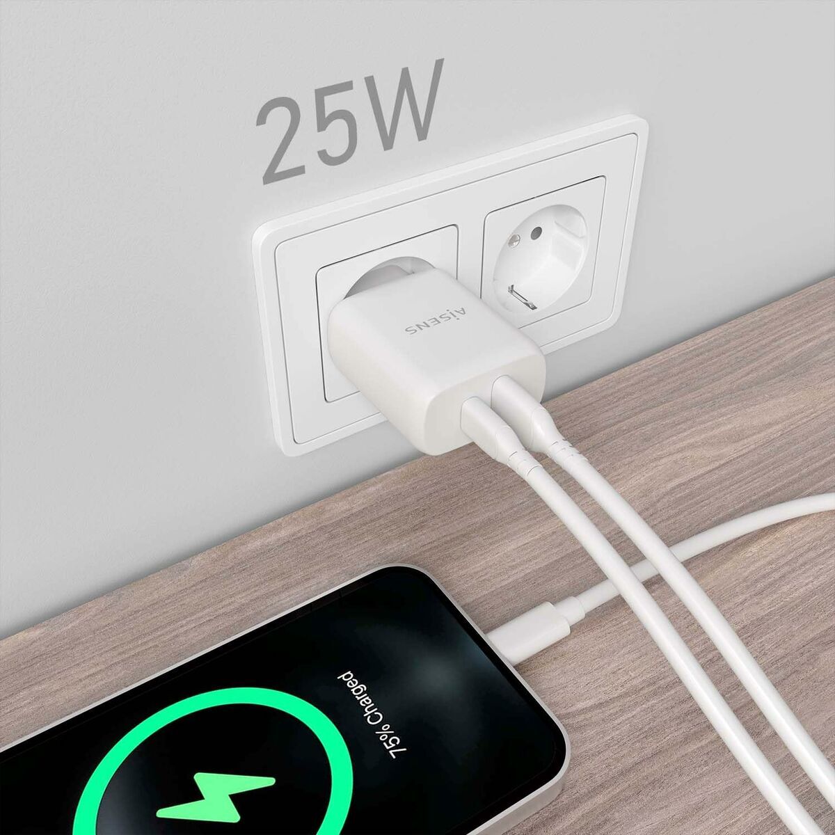 Wall Charger Aisens A110-0758 White Multicolour 25 W 50 W