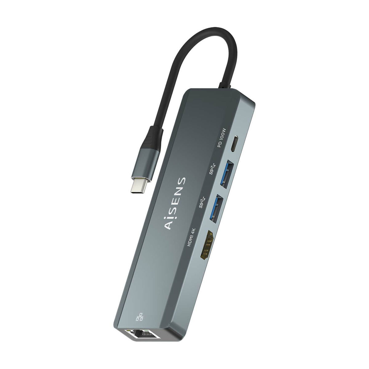 Bild von USB Hub Aisens ASUC-5P011-GR Grey Multicolour 100 W
