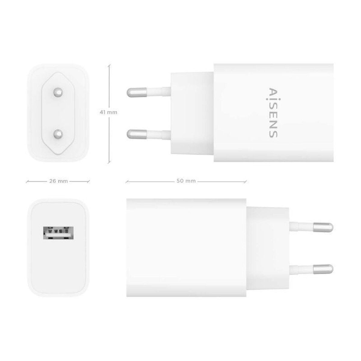 Wall Charger Aisens A110-0853 White Multicolour 50 W