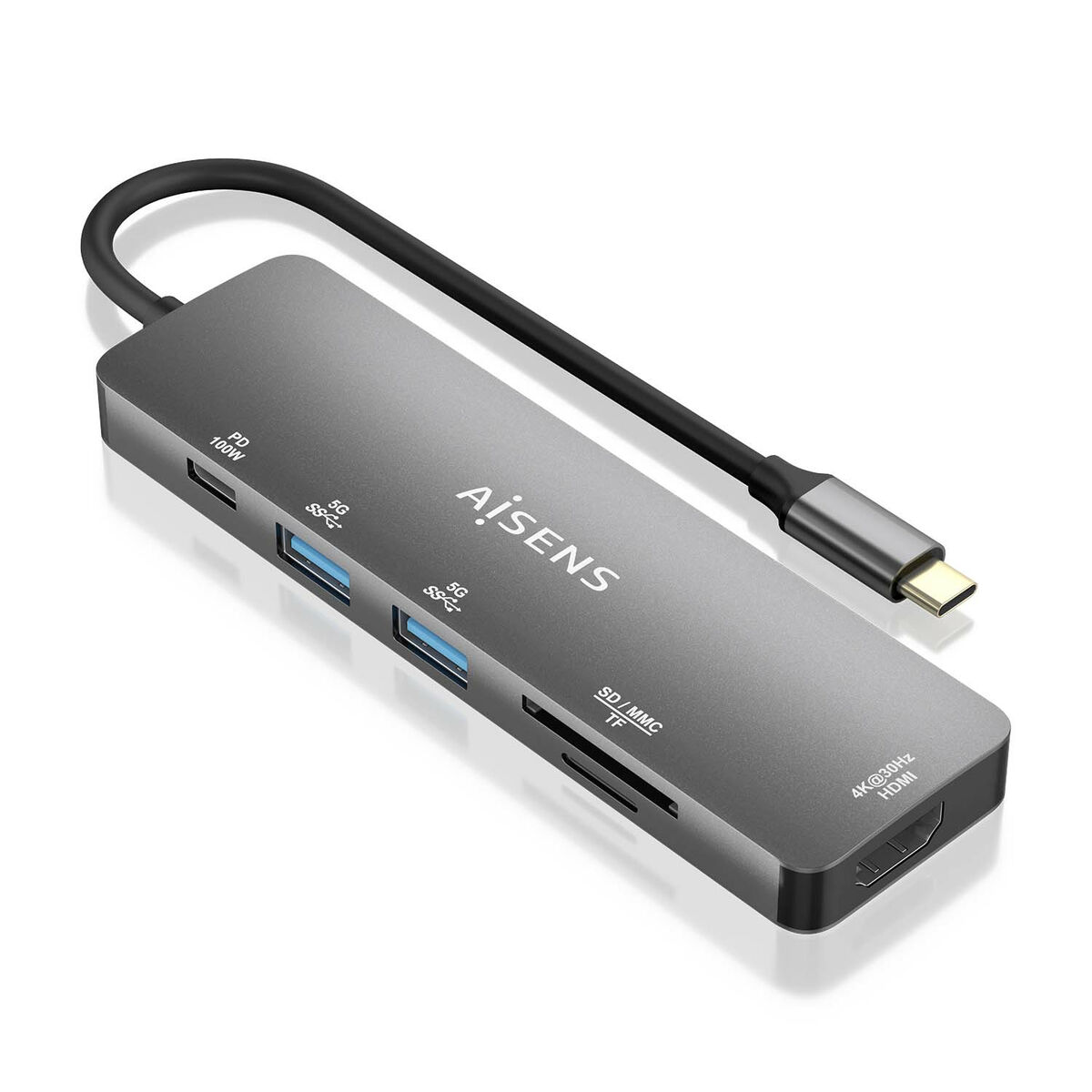Hub USB Aisens ASUC-6P016-GR Grijs Multicolour 