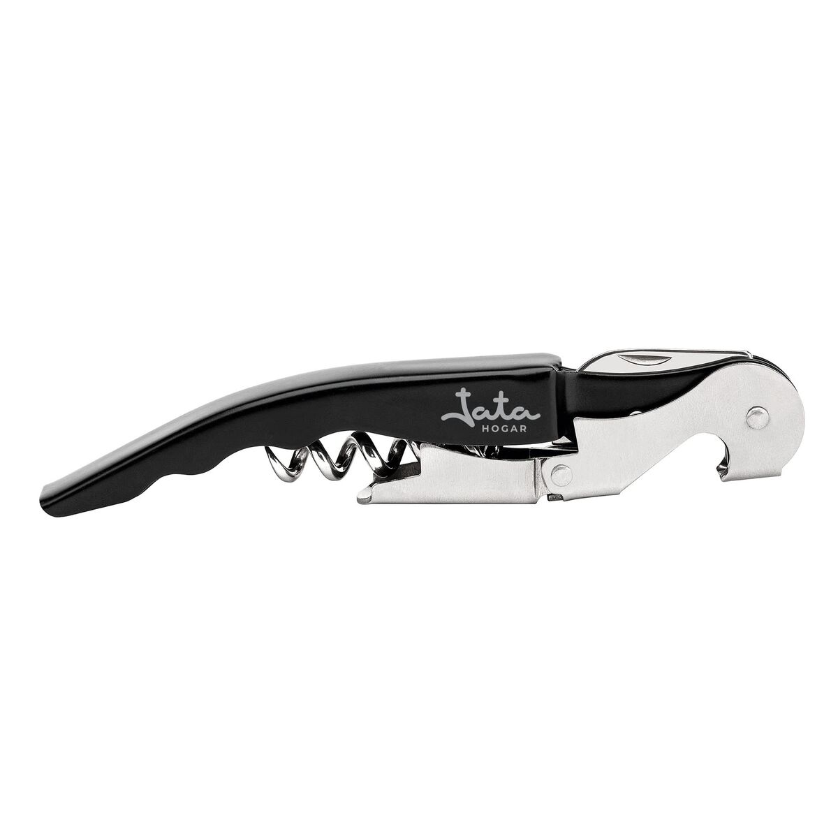 Bottle Opener with Corkscrew JATA Black Stainless steel