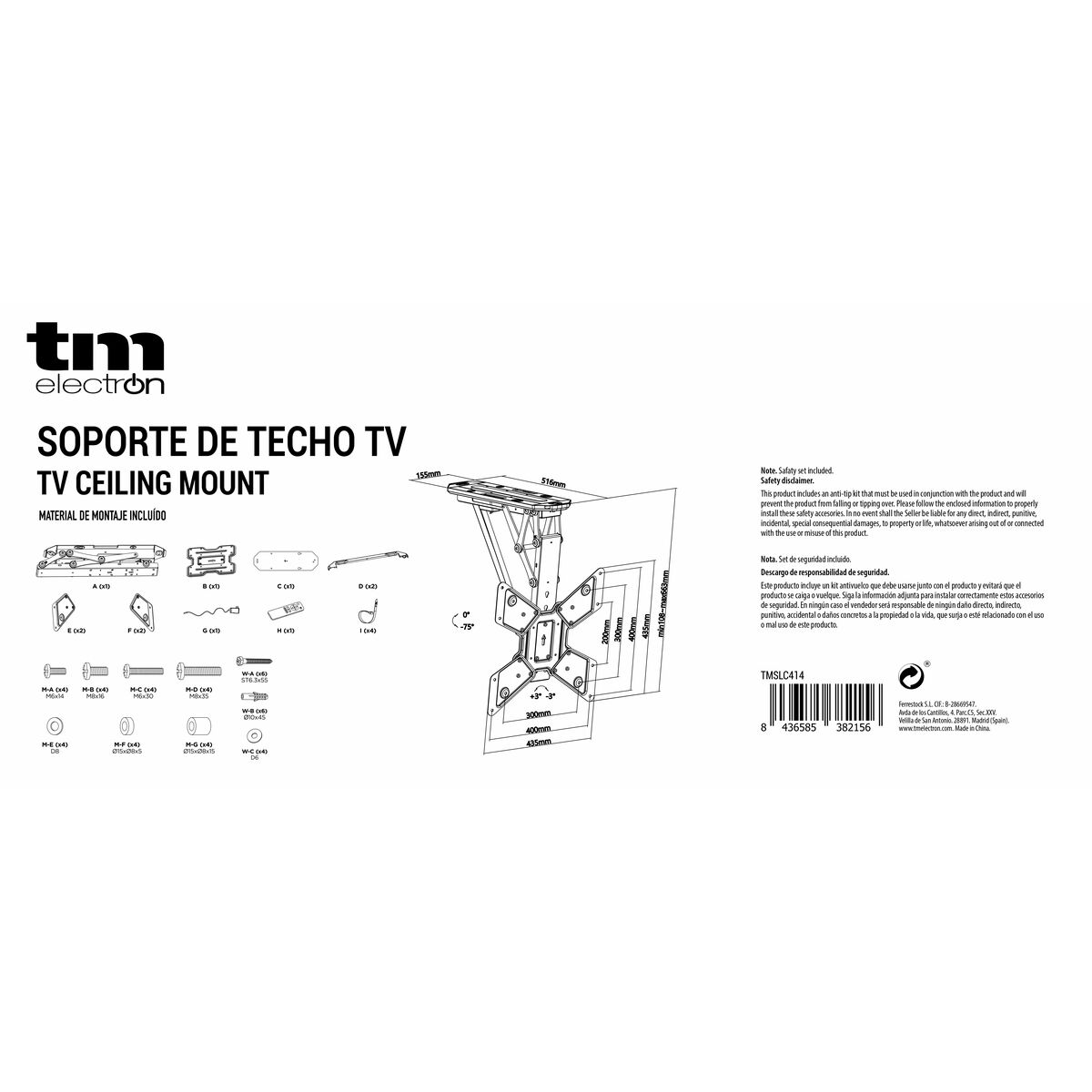 Afbeeldingen van TV Wall Mount with Arm TM Electron 23"-55" 30 Kg