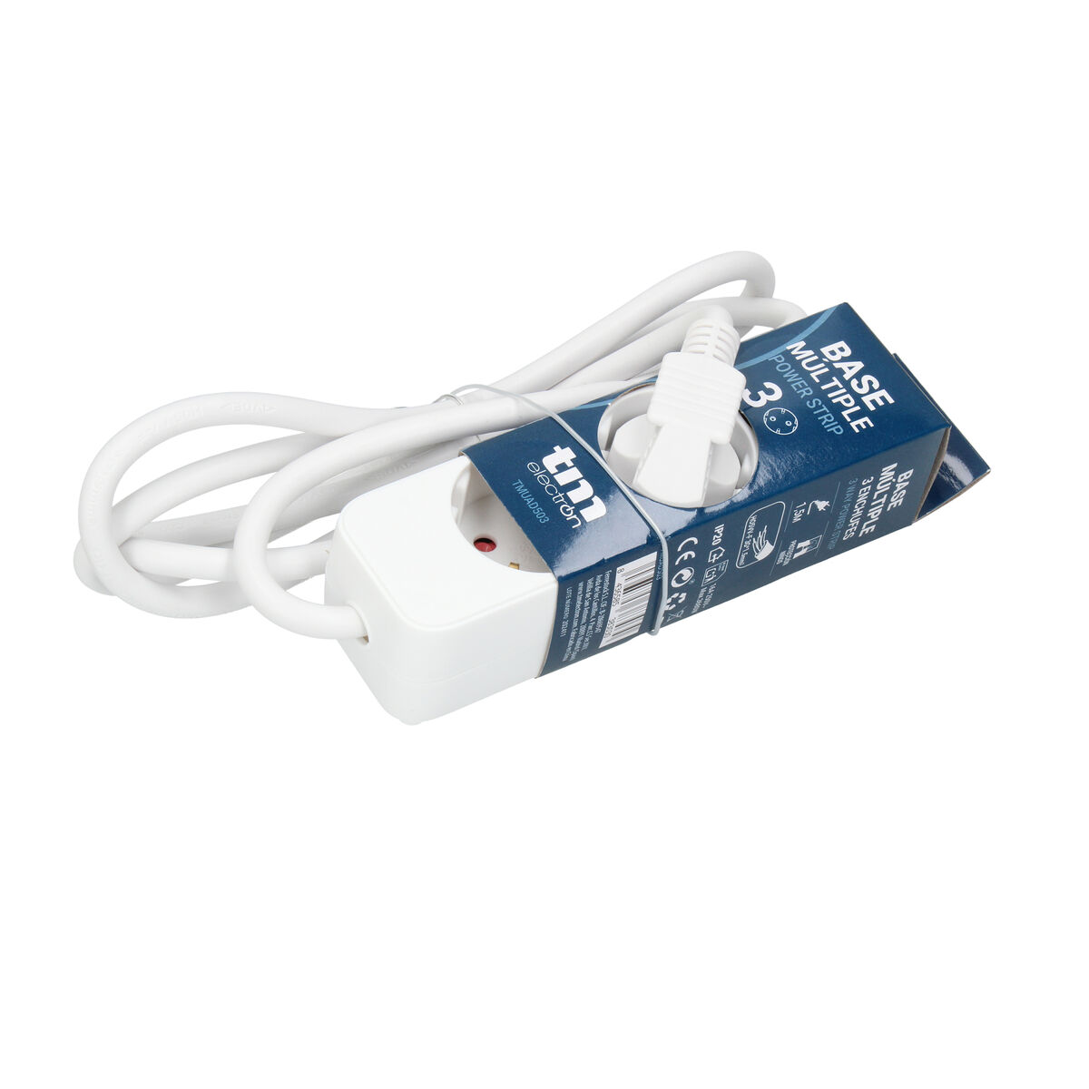 Bild von 3-socket plugboard without power switch TM Electron TMUAD503 White 3680 W (1,5 m)