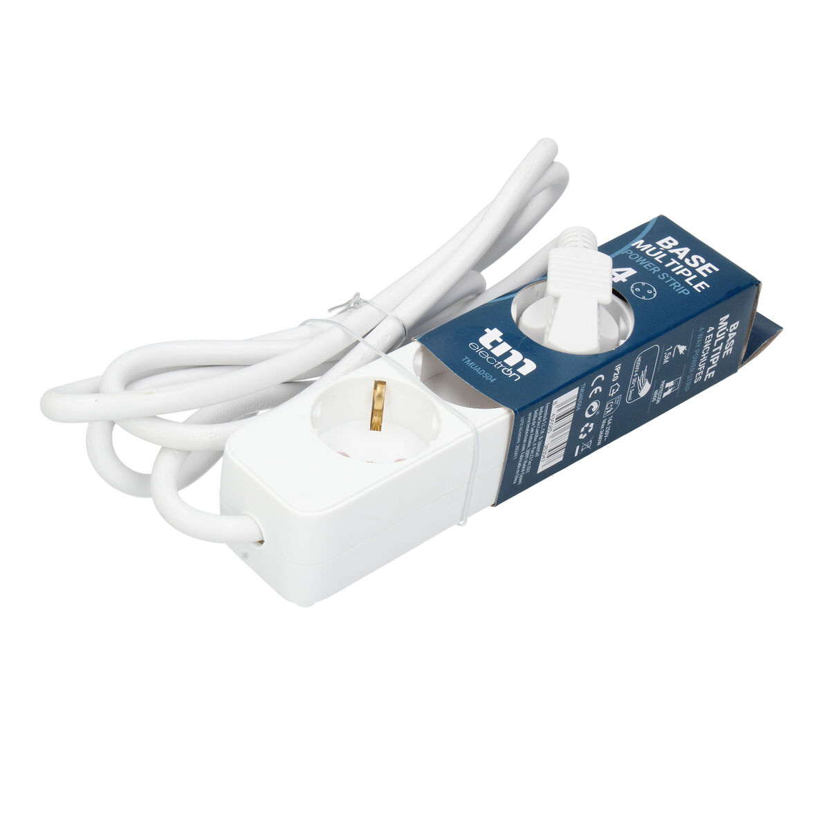 Afbeeldingen van 4-socket plugboard without power switch TM Electron TMUAD504 White 3680 W (1,5 m) (4 Units)