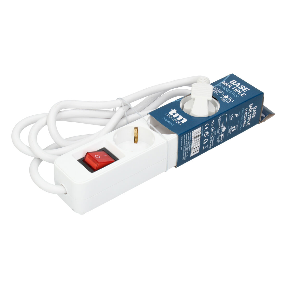 Afbeeldingen van 4-socket plugboard without power switch TM Electron TMUAD504S White 3680 W (1,5 m) (4 Units)