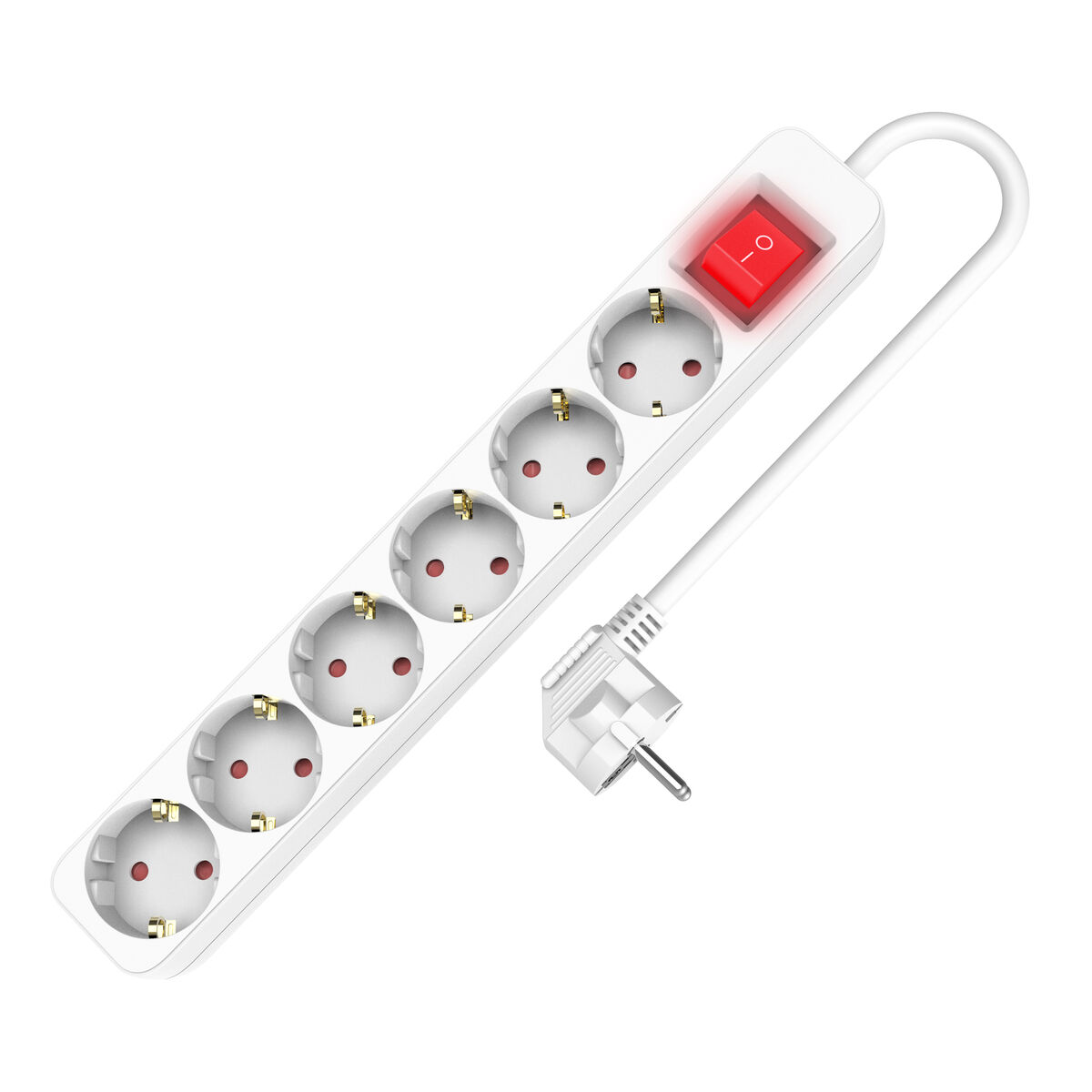 Image de 6-socket plugboard without power switch TM Electron TMUAD506S White 3680 W (1,5 m)