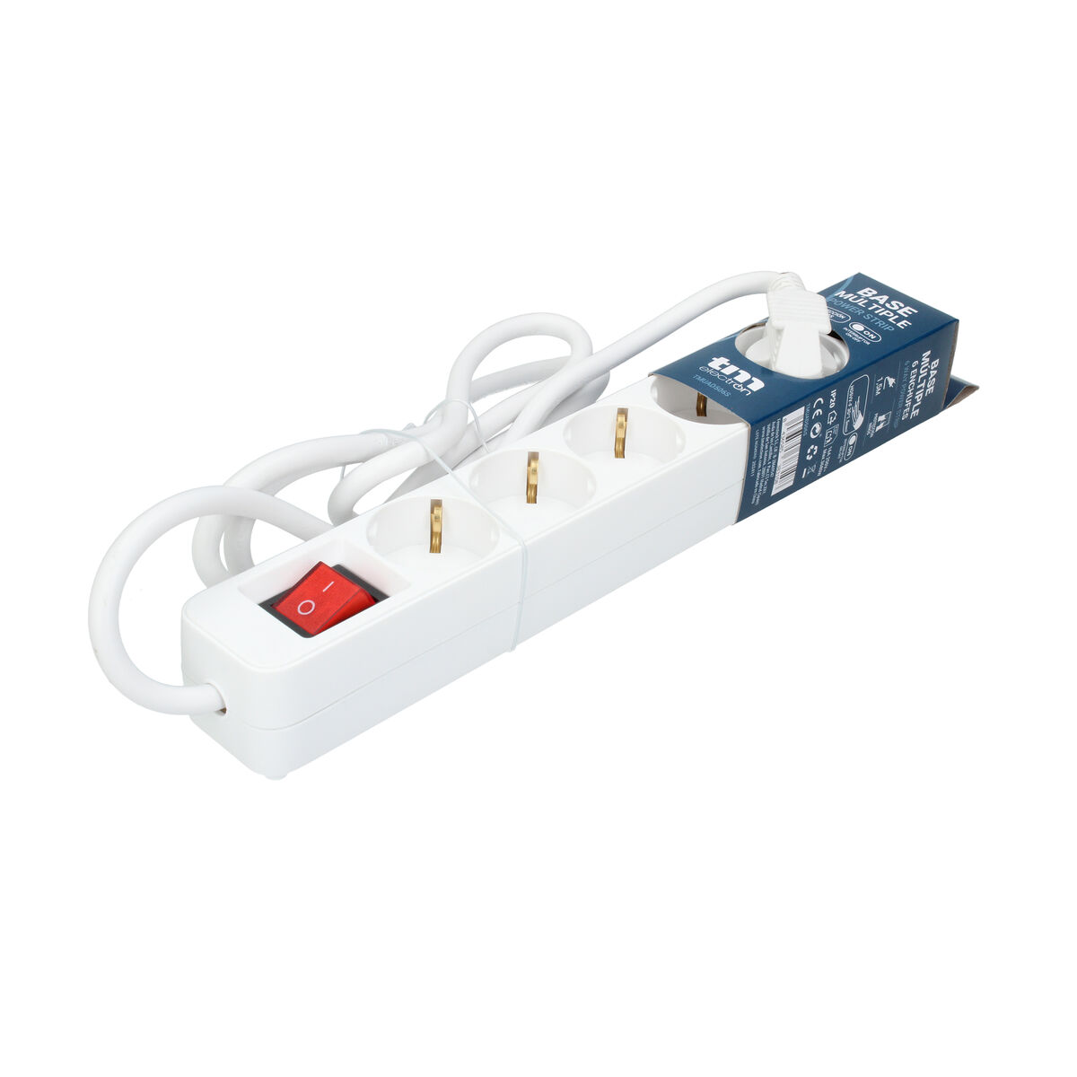 Image de 6-socket plugboard without power switch TM Electron TMUAD506S White 3680 W (1,5 m)