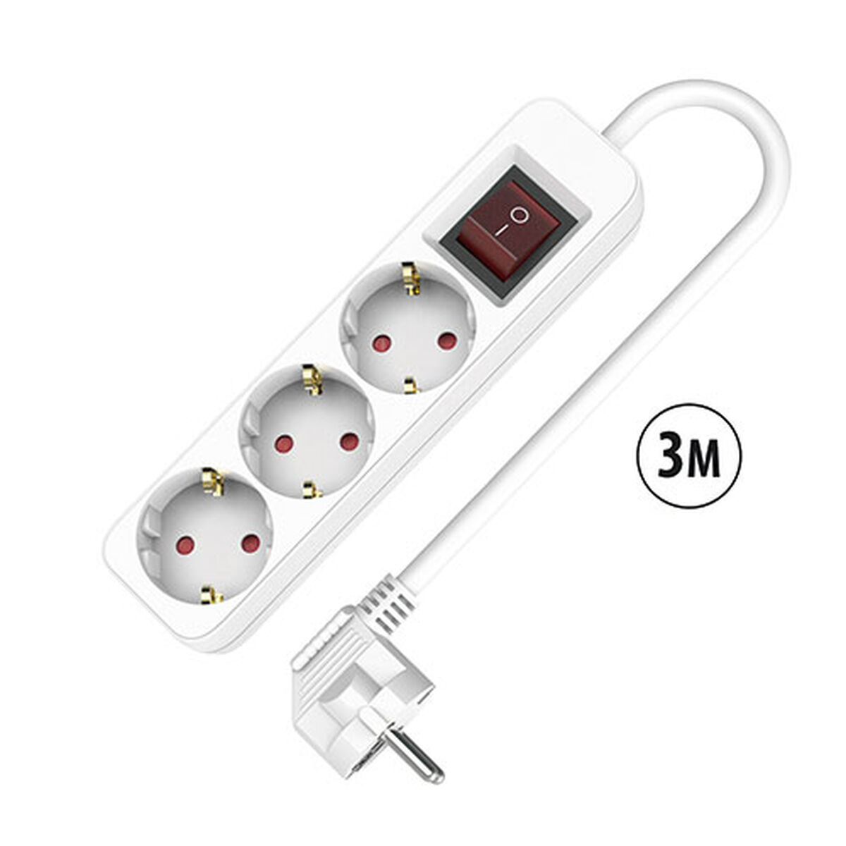 Picture of 3-socket plugboard with power switch TM Electron 3680 W White (3 m)