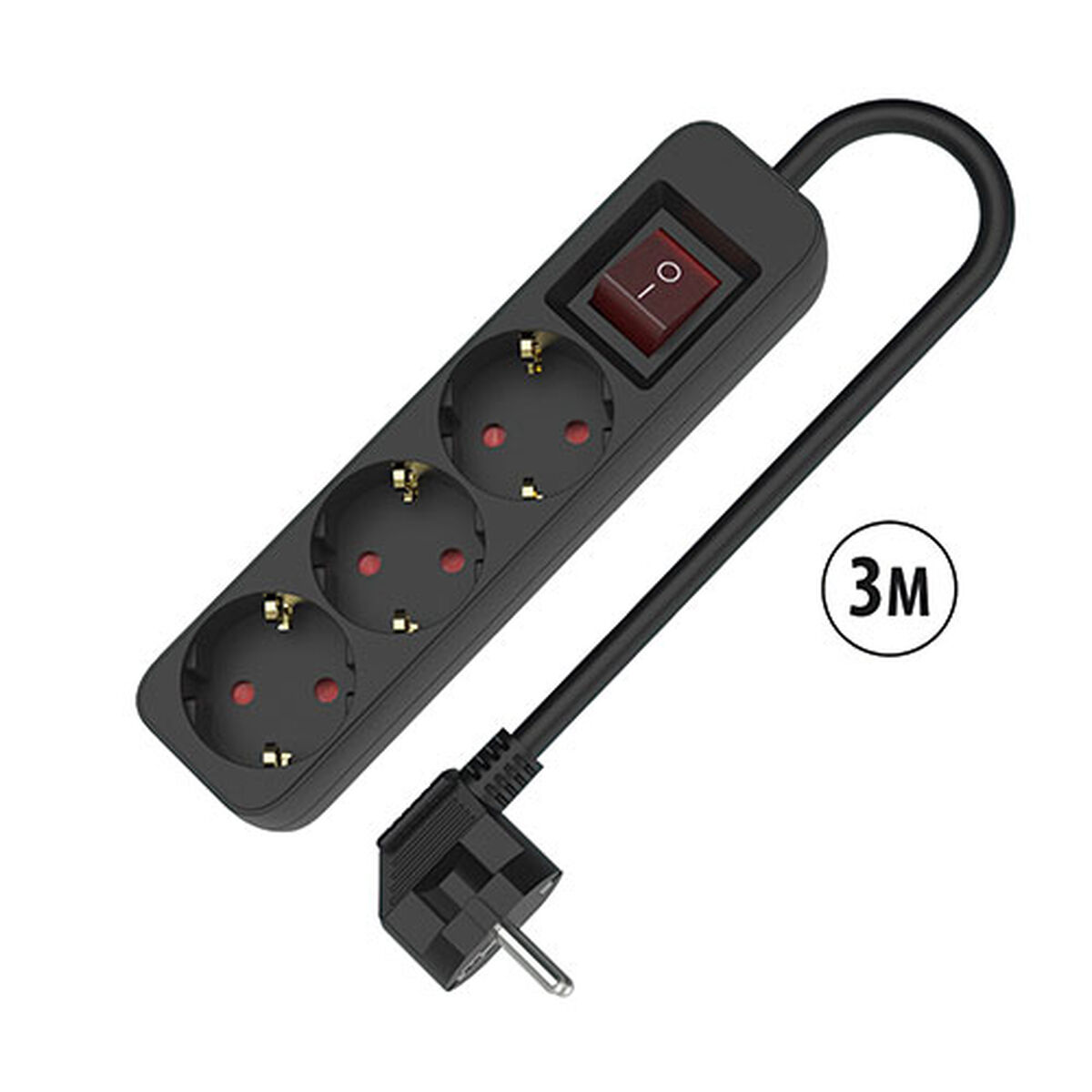 Picture of 3-socket plugboard with power switch TM Electron 3680 W Black (3 m)