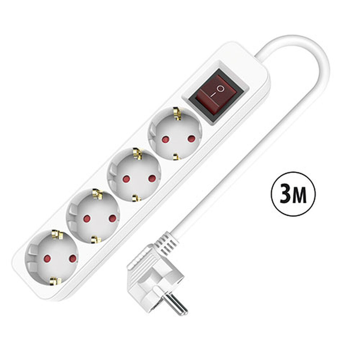 Picture of 4-socket plugboard with power switch TM Electron 3680 W White (3 m)
